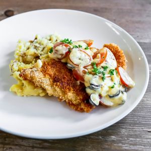 Parmesan Crusted Fish Fillet in Tomato Basic Cream Sauce